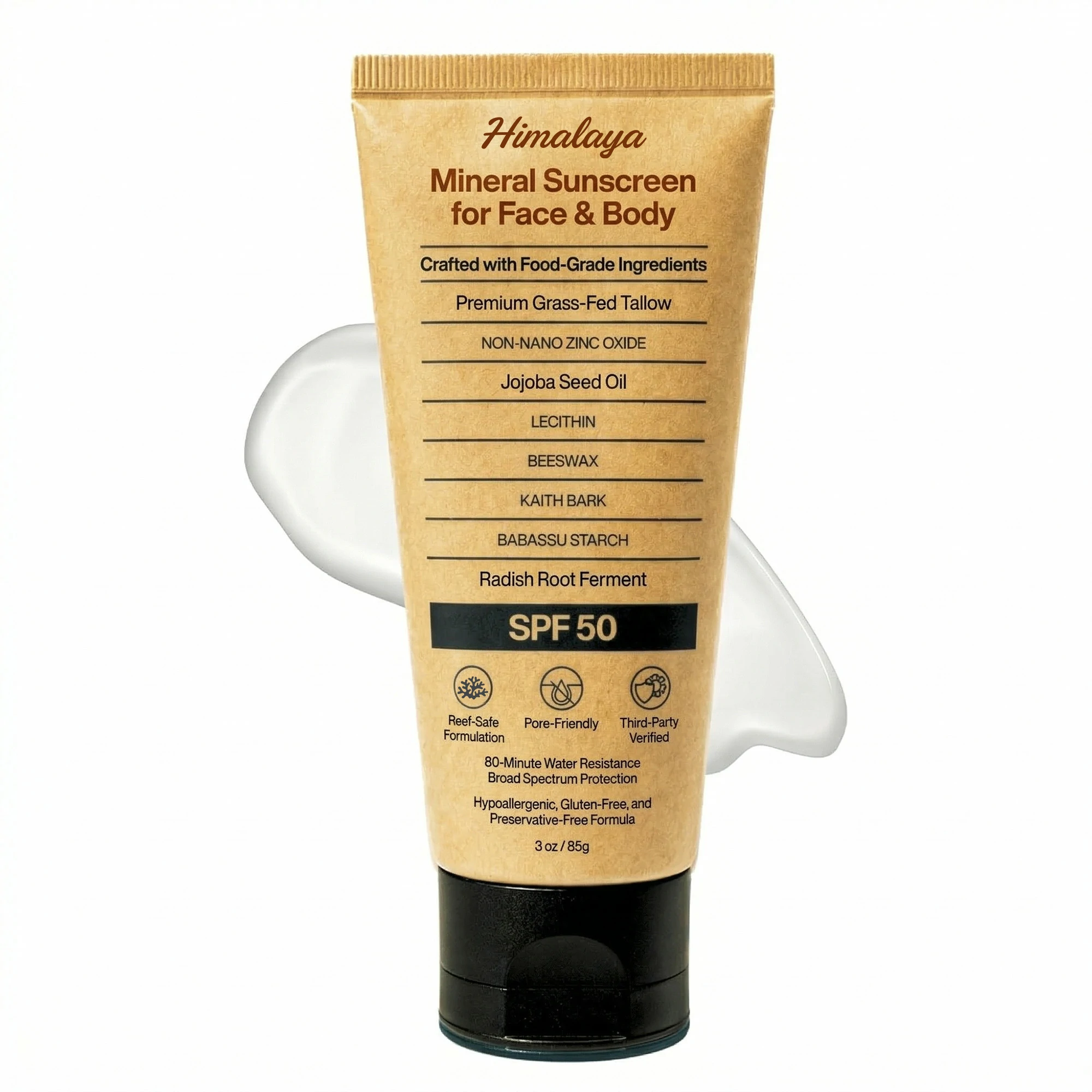Body Face Mineral Sunscreen, SPF 50 Natural